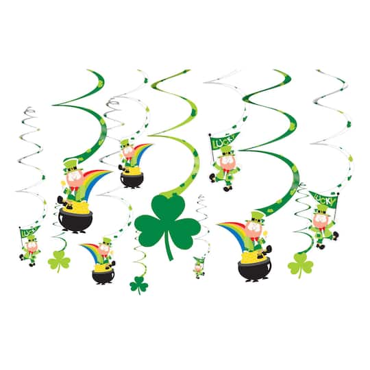 St. Patrick&#x27;s Day Leprechaun Swirl Hanging Decorations Value Pack